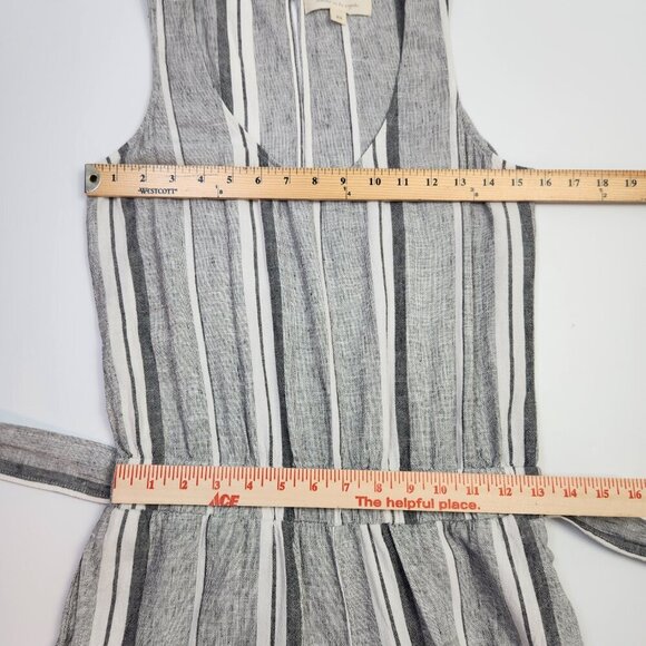 Cloth & Stone Striped Jumpsuit Wide Frayed Legs Open Back Linen Blend XS - Picture 14 of 16